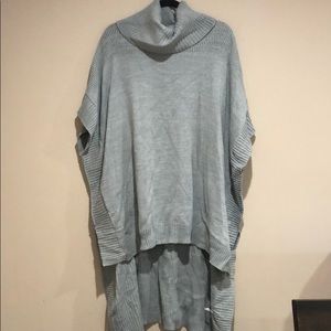 NY&Co Gray Cowl Neck High Low Sleeveless Poncho
